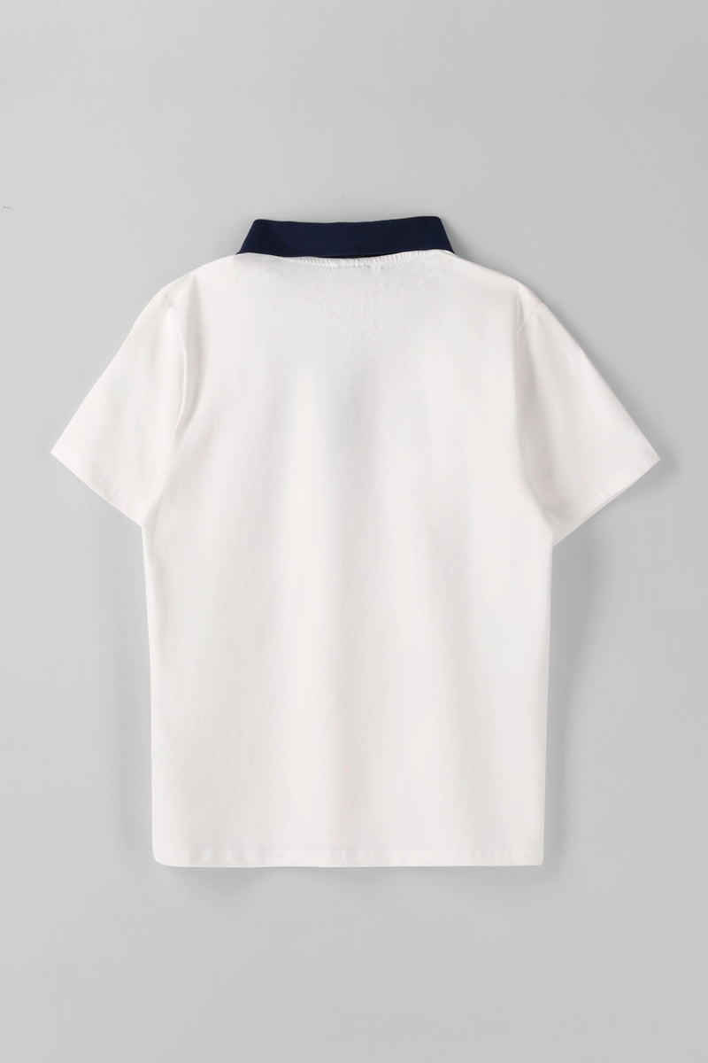 Girls Short Sleeve Betty Golfer - White/Navy