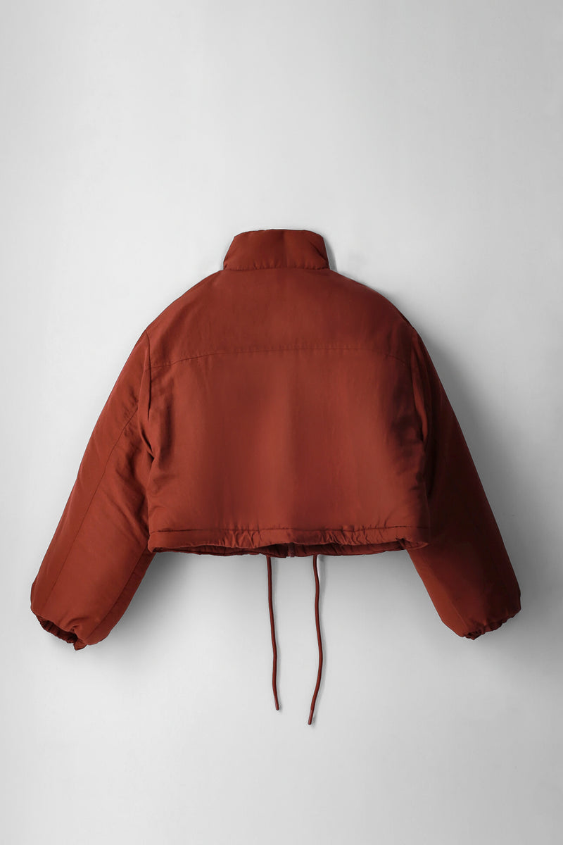 Girls Bellow Pocket Drawcord Collar Parker - Burgundy