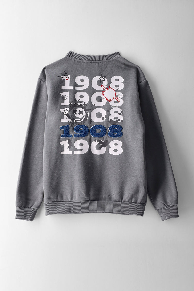 Boys Mauro Fleece Crew Top - Charcoal