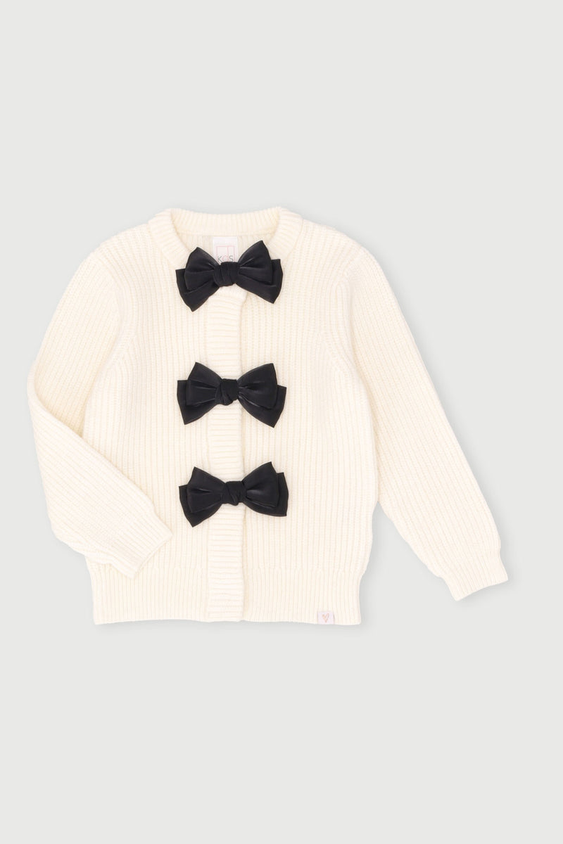 Pre-Girls Big Bow Jersey - Cream