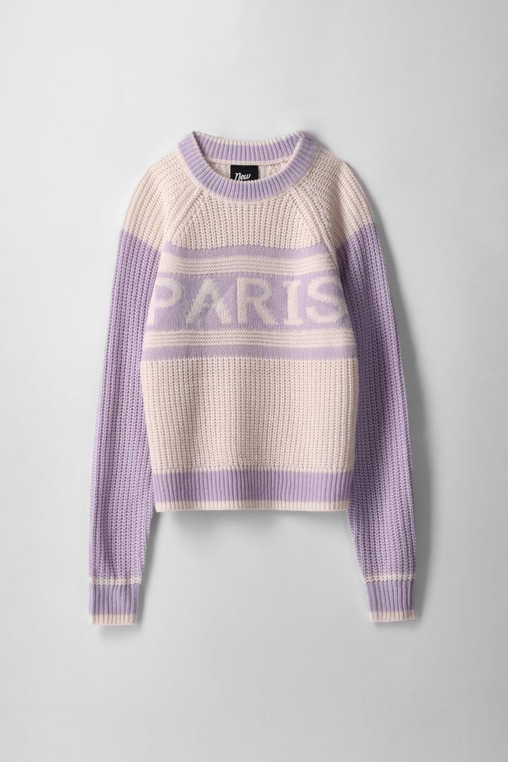 Girls 2 Tone Apres Slogan Pullover - Cream