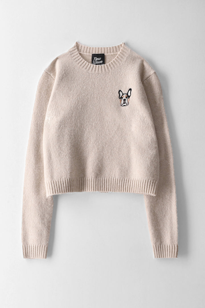 Girls Embroidered Pullover - Oatmeal