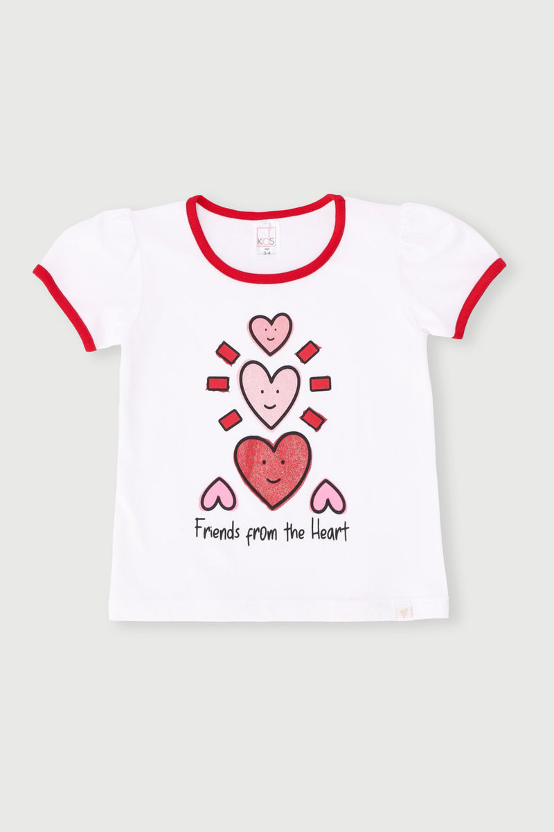 Pre-Girls Valentines Tee -White/Red