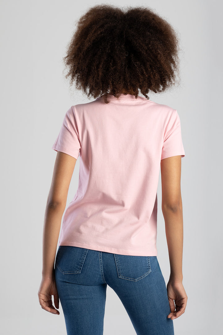 Rumours Regular Fit Pearl And Bling Logo Top - Pink