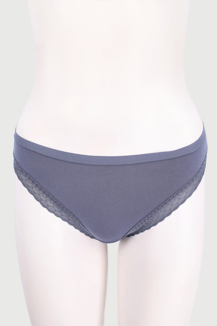 3 Pack Cotton Brazilian Panties - Blues/Grey Melange