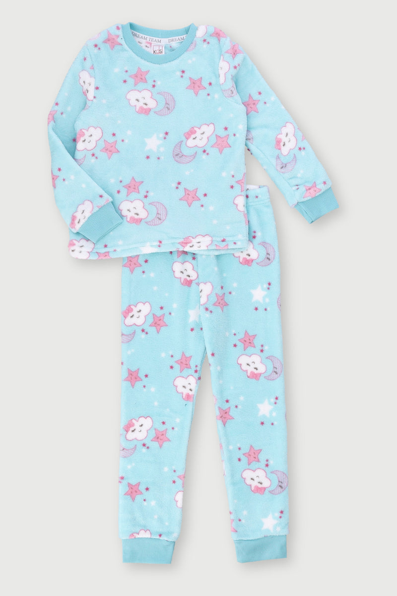 Pre-Girls Clouds Stars Sleep Set - Aqua