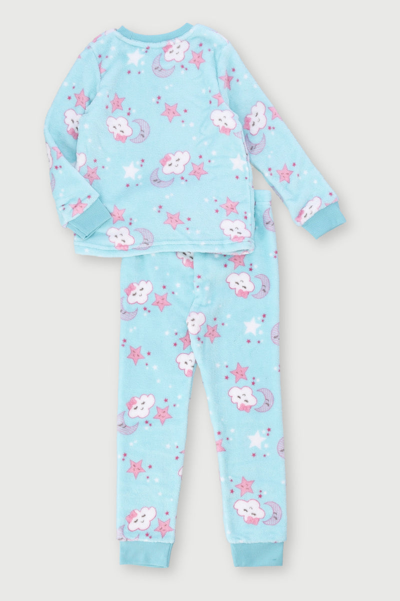 Pre-Girls Clouds Stars Sleep Set - Aqua