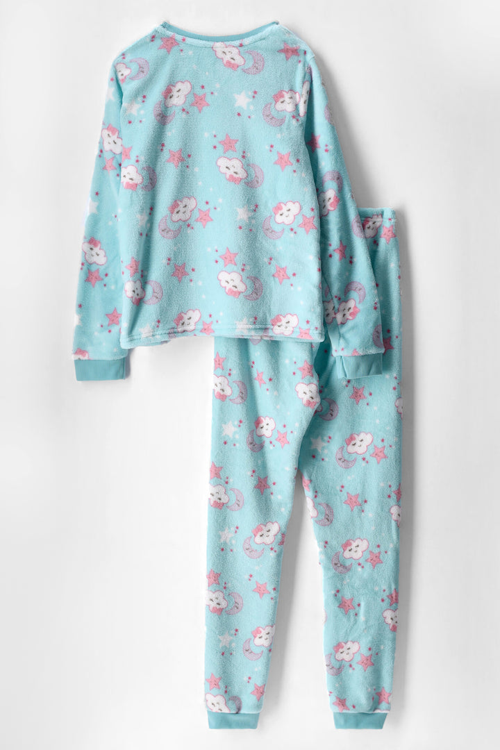Girls Clouds Stars Sleep Set - Aqua