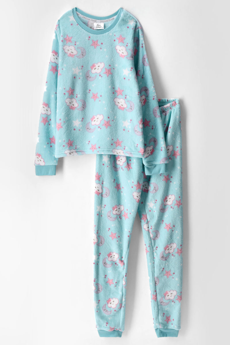 Girls Clouds Stars Sleep Set - Aqua