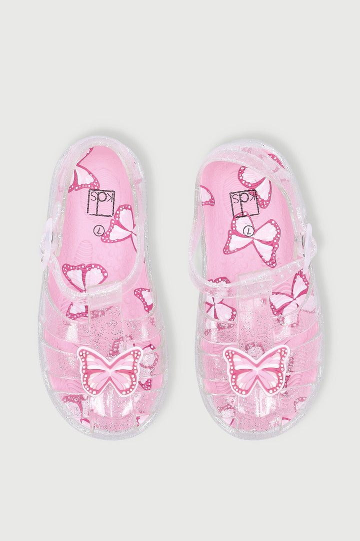 Pre-Girls Butterfly Jelly Sandal - Pink