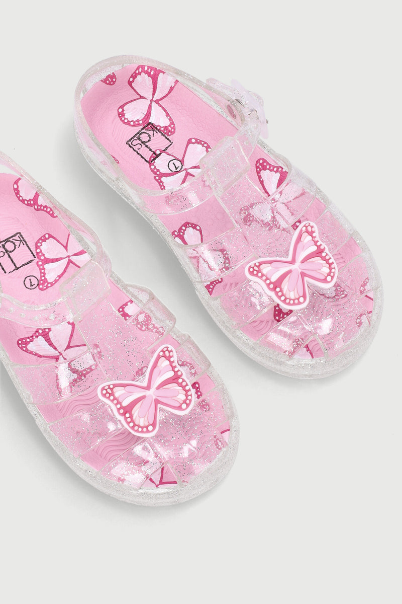 Pre-Girls Butterfly Jelly Sandal - Pink