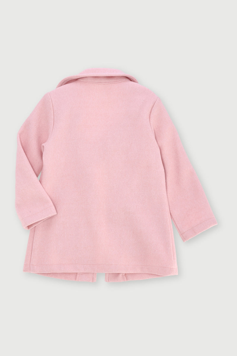 Pre-Girls Melton Bow Coat - Pink