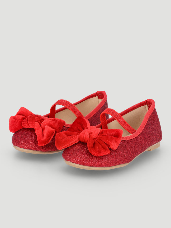 Pre-Girls Glitter Bow Pump - Red