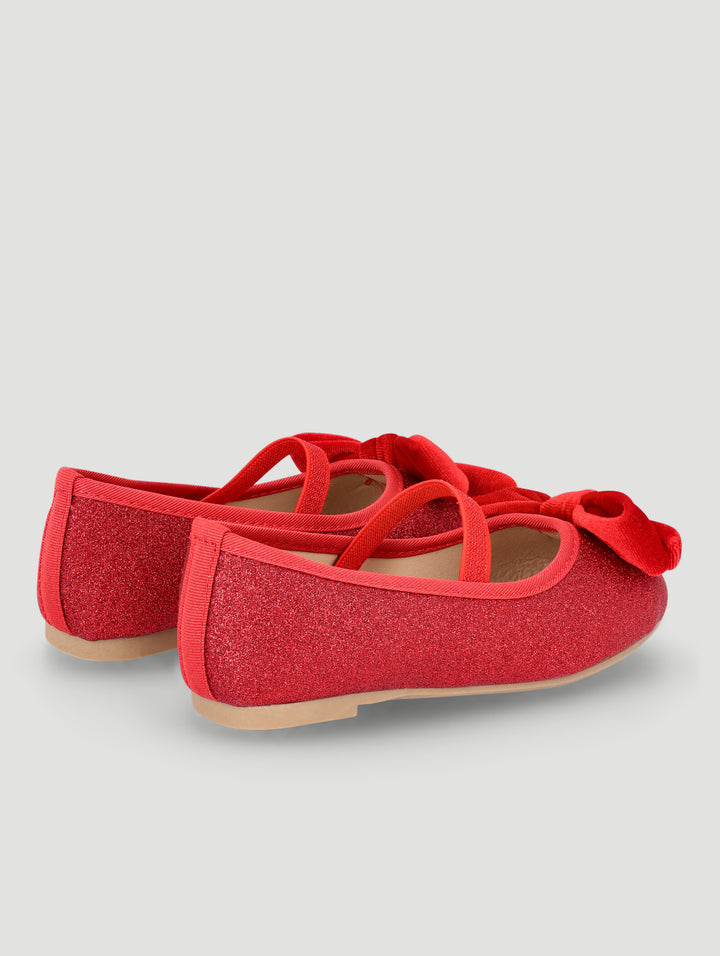 Pre-Girls Glitter Bow Pump - Red