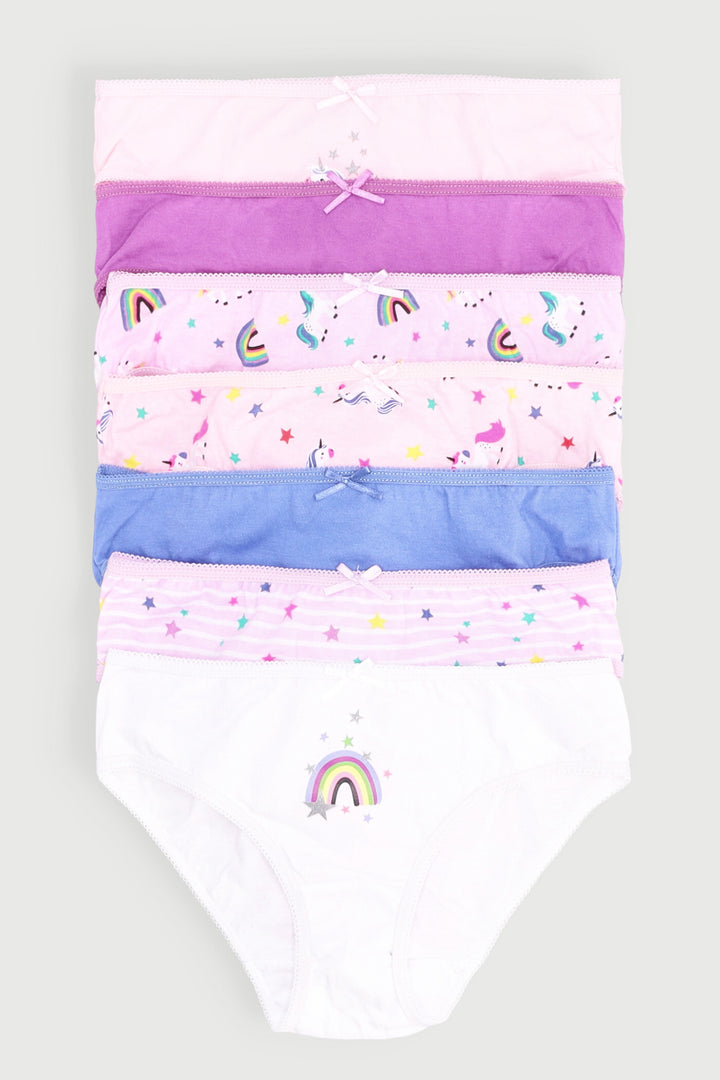 Pre-Girls 7 Pack Unicorn Printed Panties - Lilac