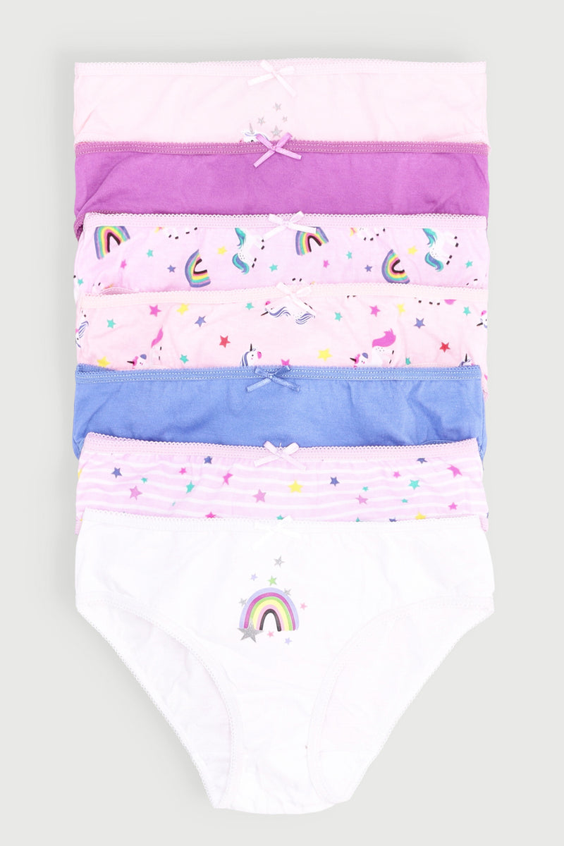 Pre-Girls 7 Pack Unicorn Printed Panties - Lilac