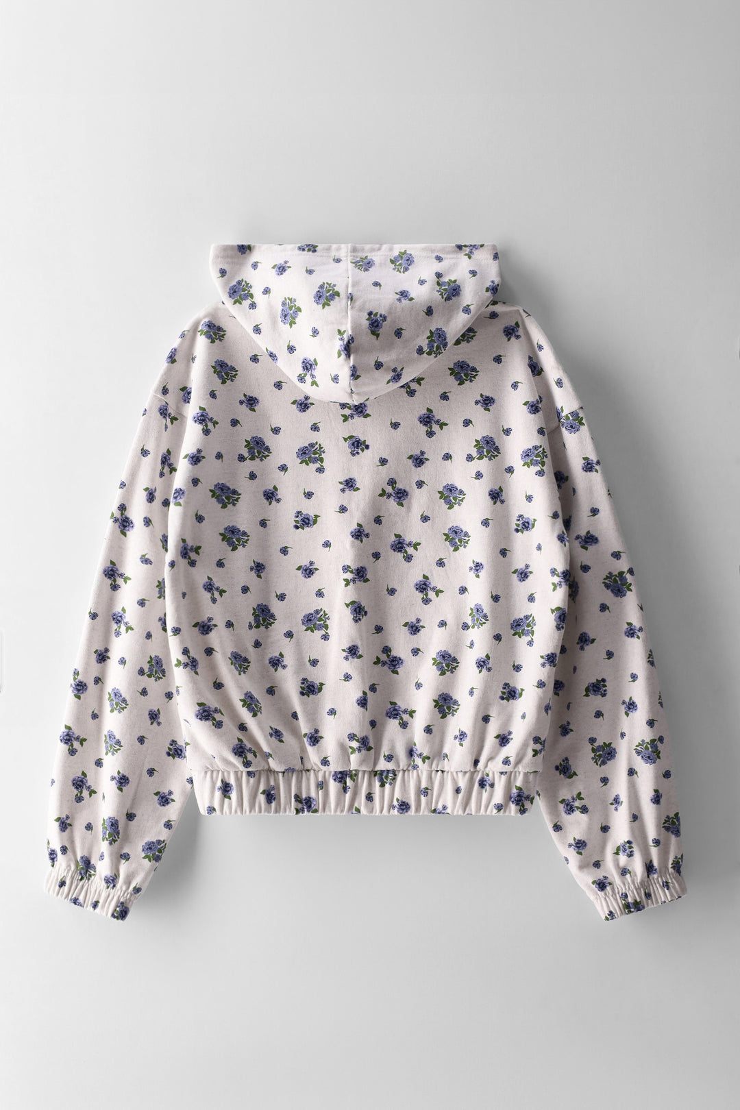 Girls Micro Floral Hoody - Grey