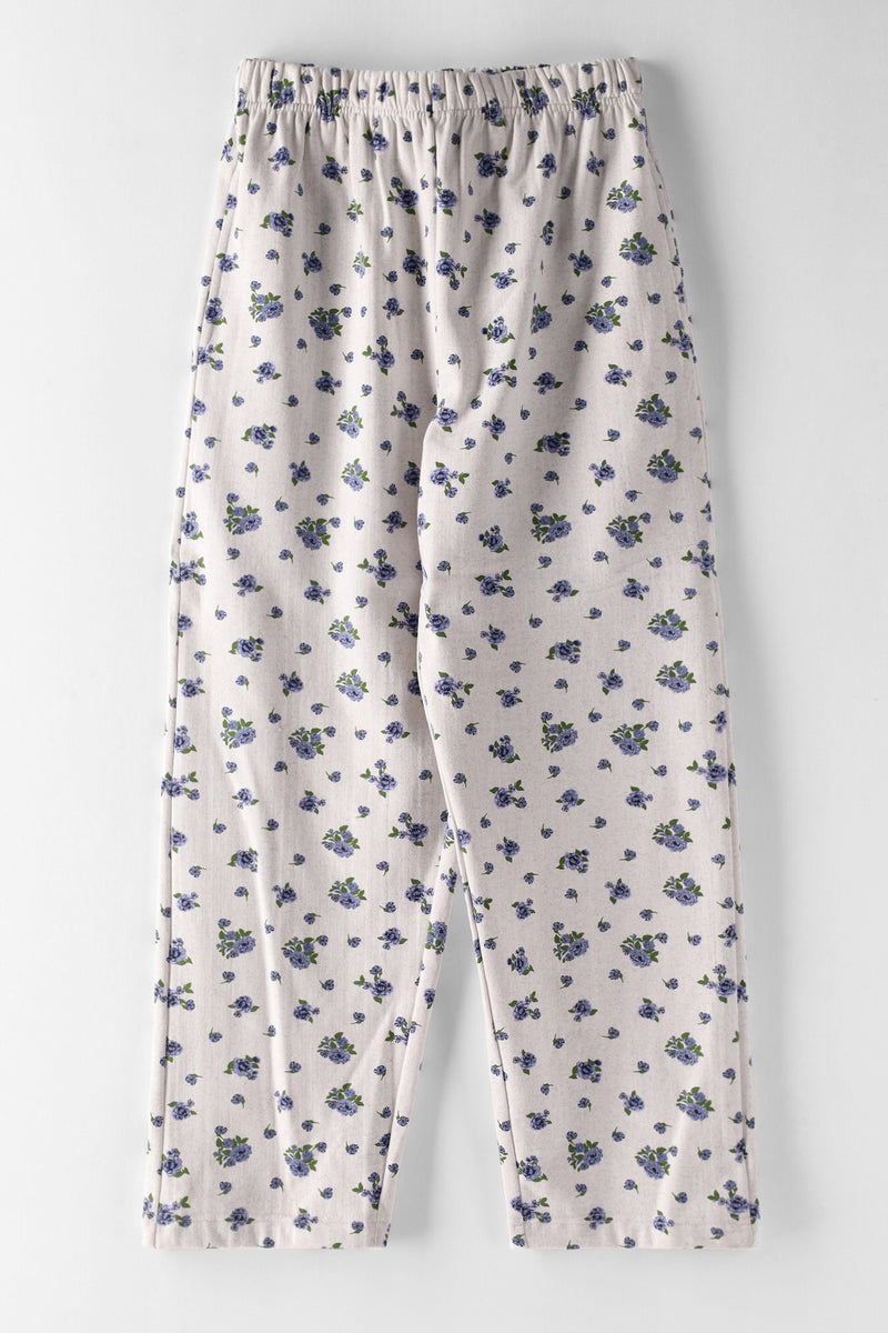 Girls Micro Floral Baggy Straight Leg Trackpant - Grey Melange