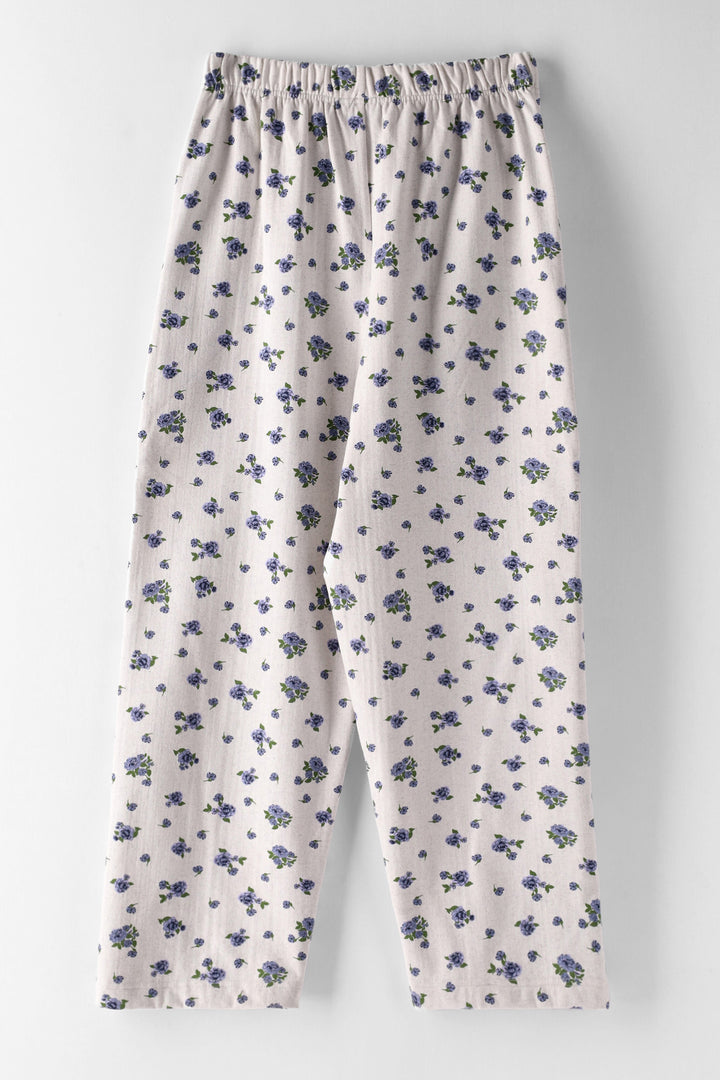 Girls Micro Floral Baggy Straight Leg Trackpant - Grey Melange