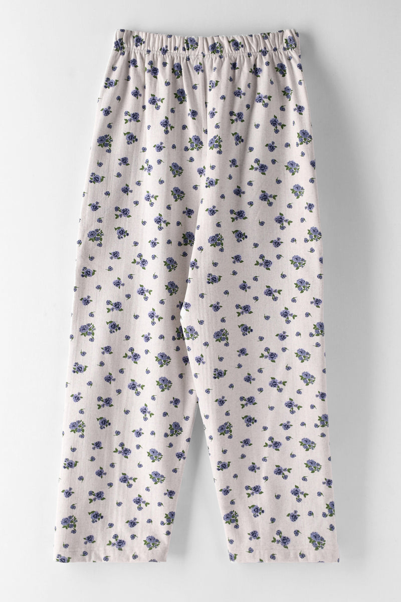 Girls Micro Floral Baggy Straight Leg Trackpant - Grey Melange