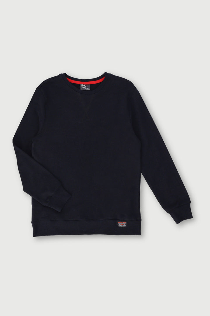 Boys Unbrushed Fleece Crew Top - Black