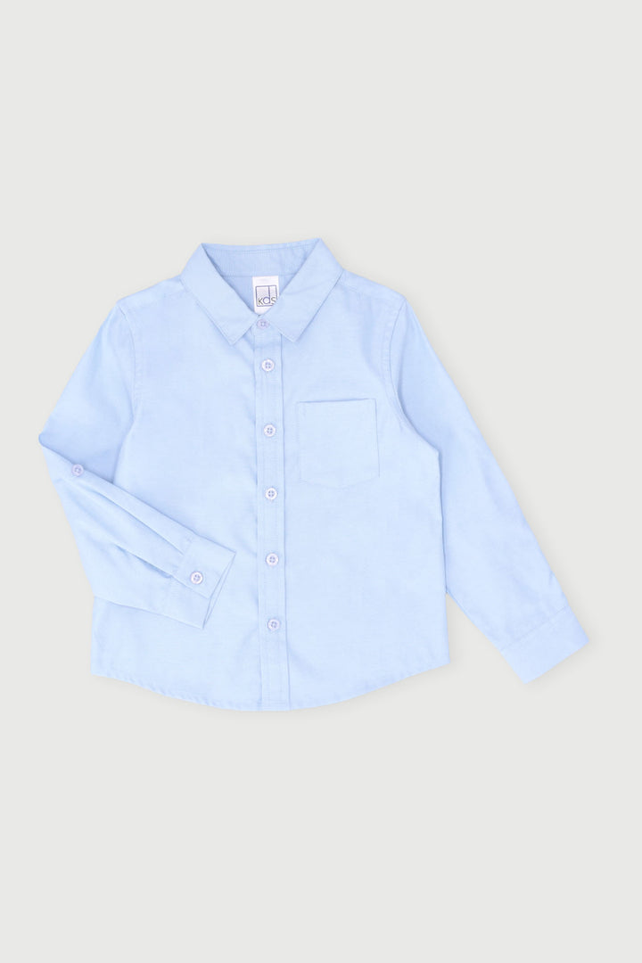 Pre-Boys Long Sleeve Oxfort Shirt - Light Blue