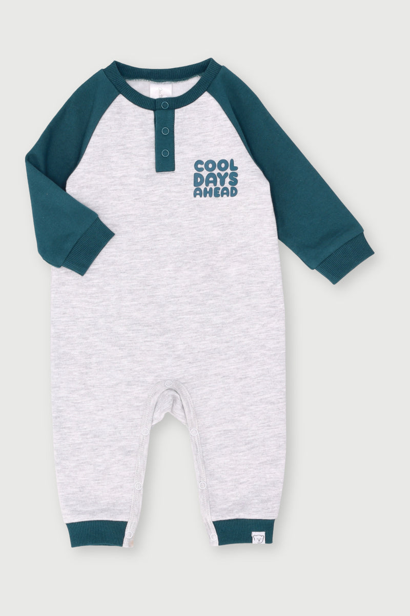 Baby Boys Colourblock Brushed Romper - Teal