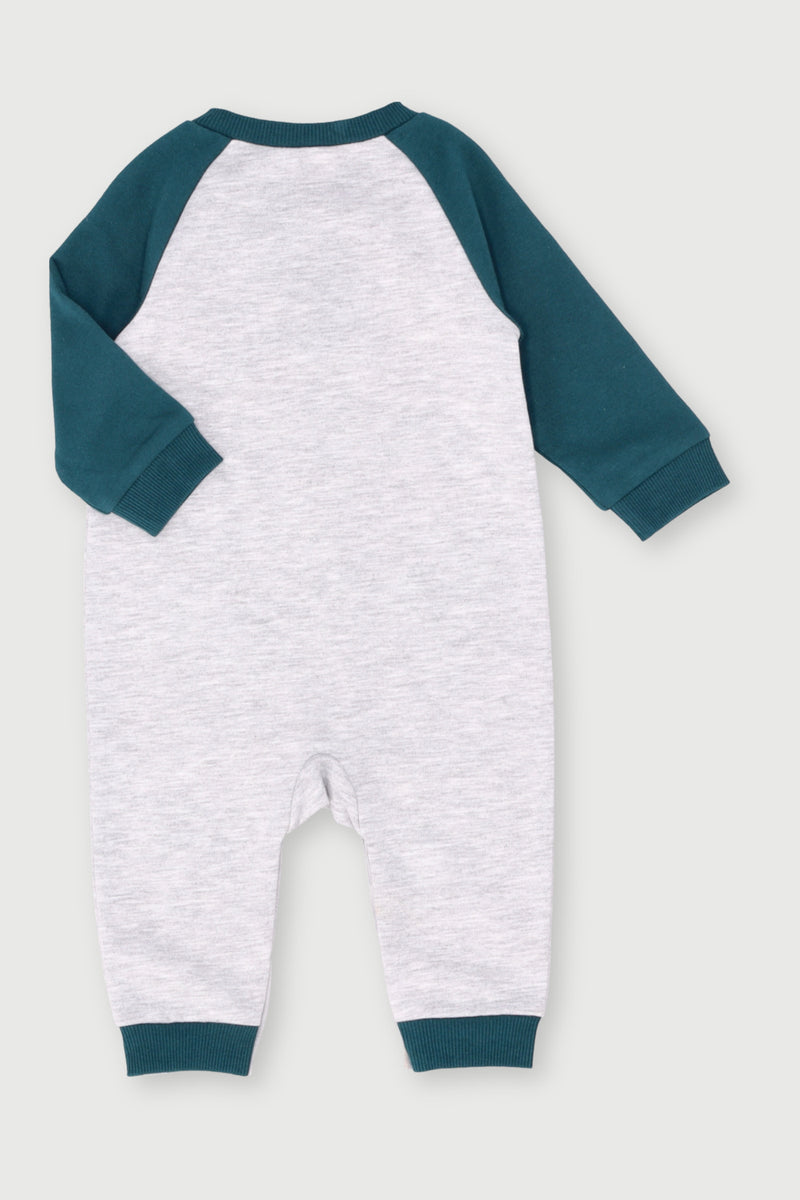 Baby Boys Colourblock Brushed Romper - Teal