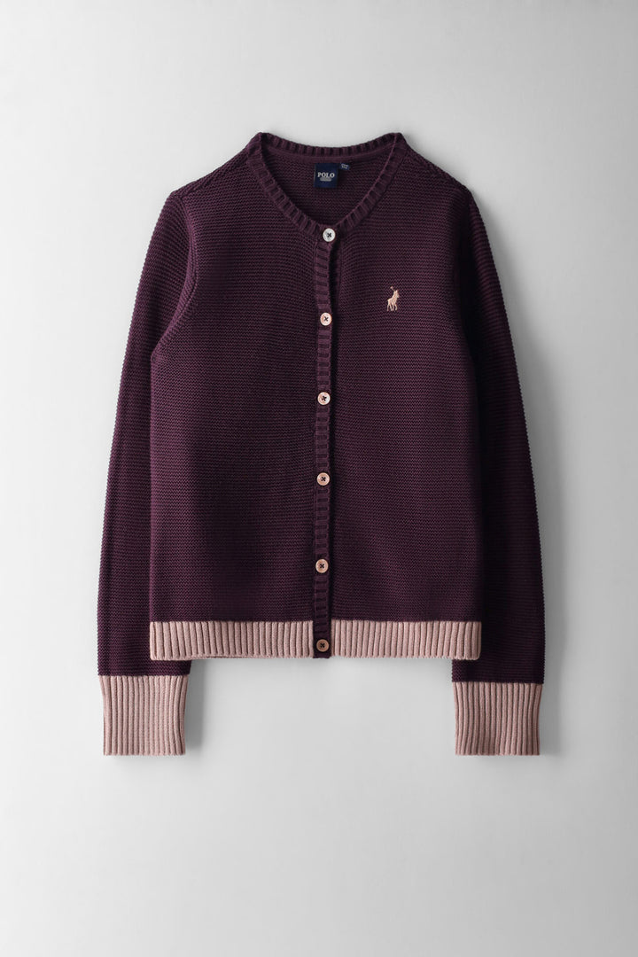 Girls Audrey Knitted Cardigan - Plum