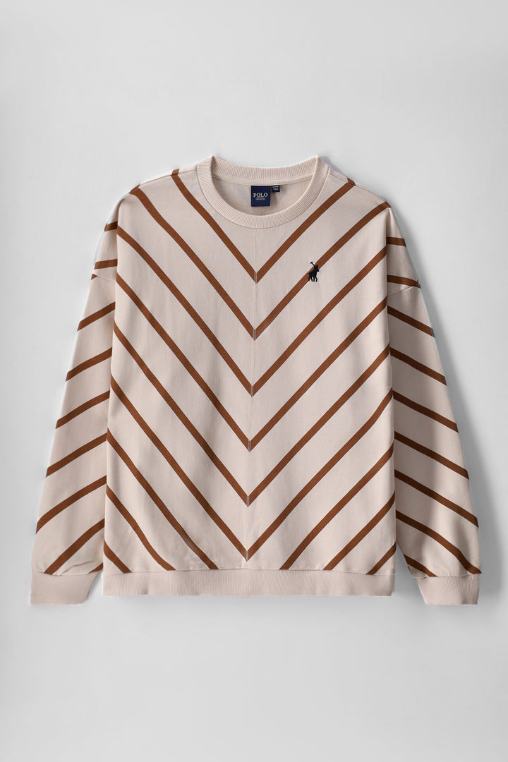 Girls Isla Stripe Batwing Sleeve Sweatshirt - Sand