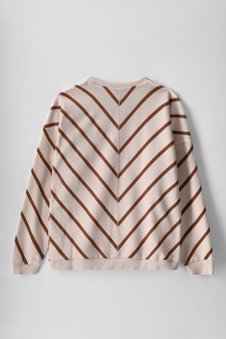 Girls Isla Stripe Batwing Sleeve Sweatshirt - Sand