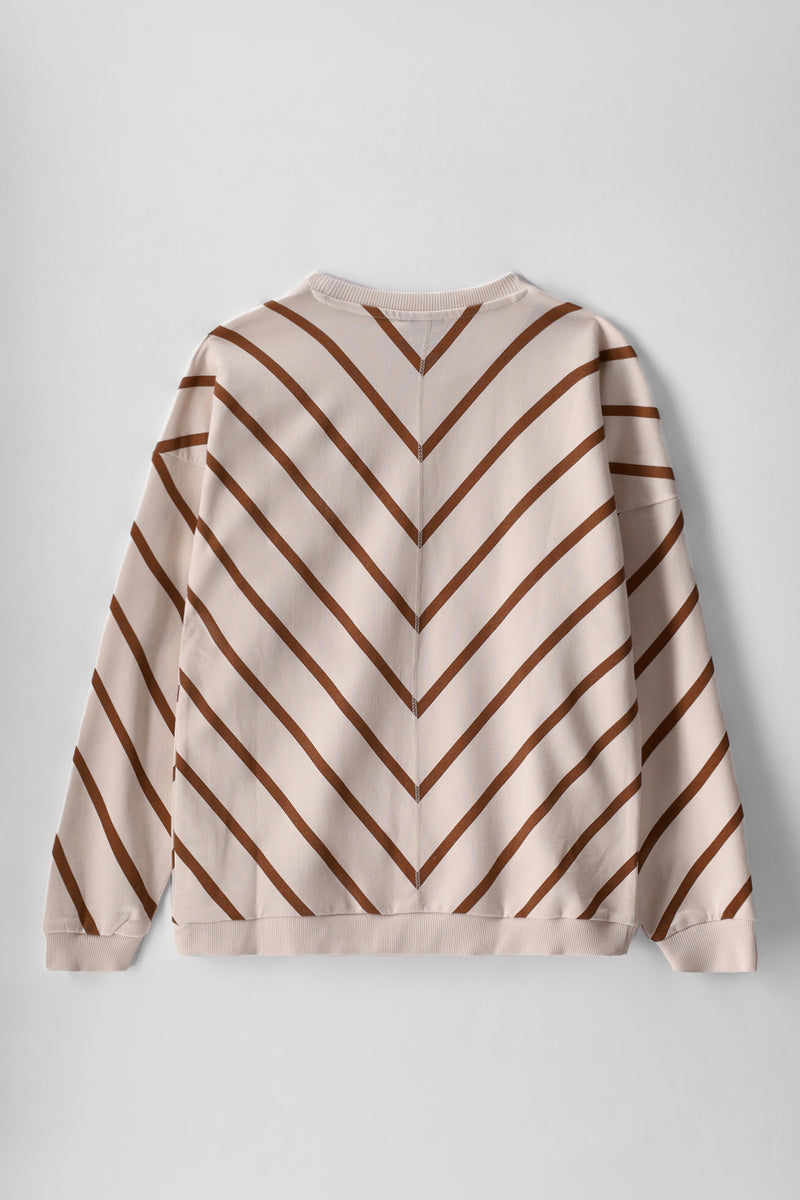 Girls Isla Stripe Batwing Sleeve Sweatshirt - Sand