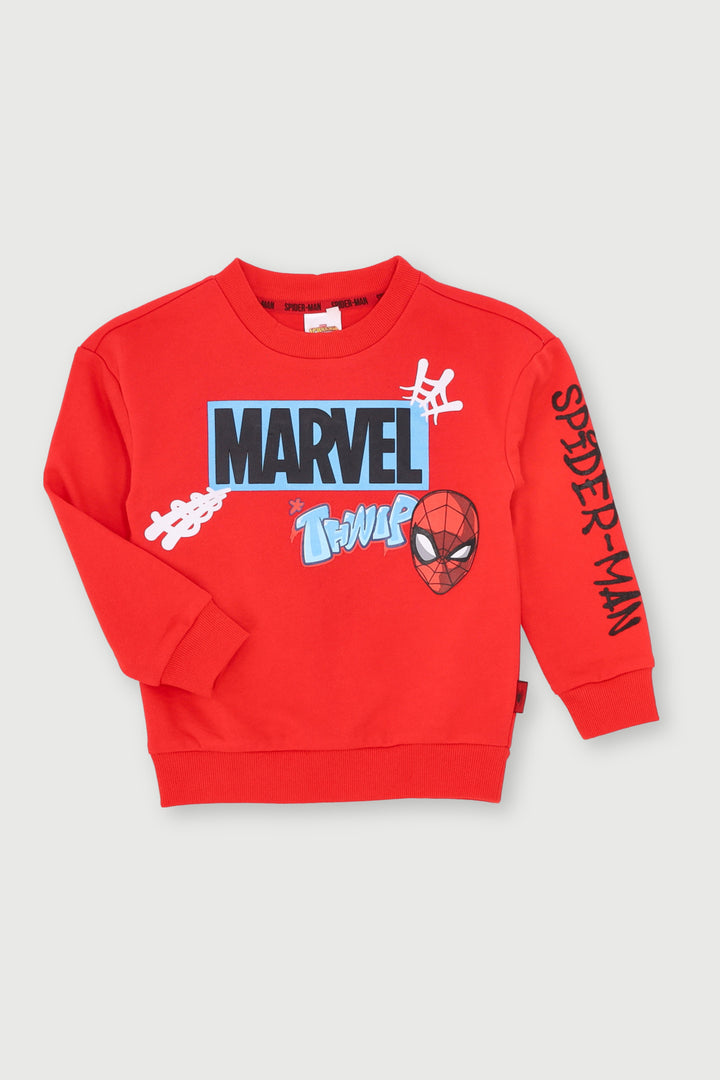 Pre- Boys V Day Spiderman Crew Top - Red