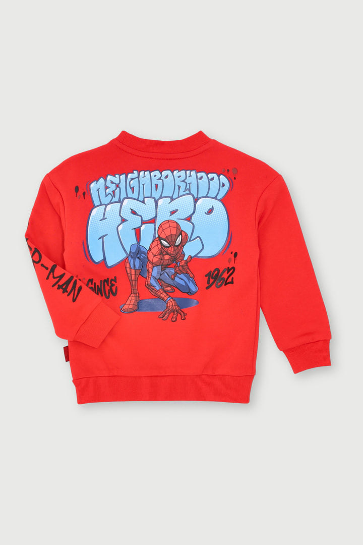 Pre- Boys V Day Spiderman Crew Top - Red