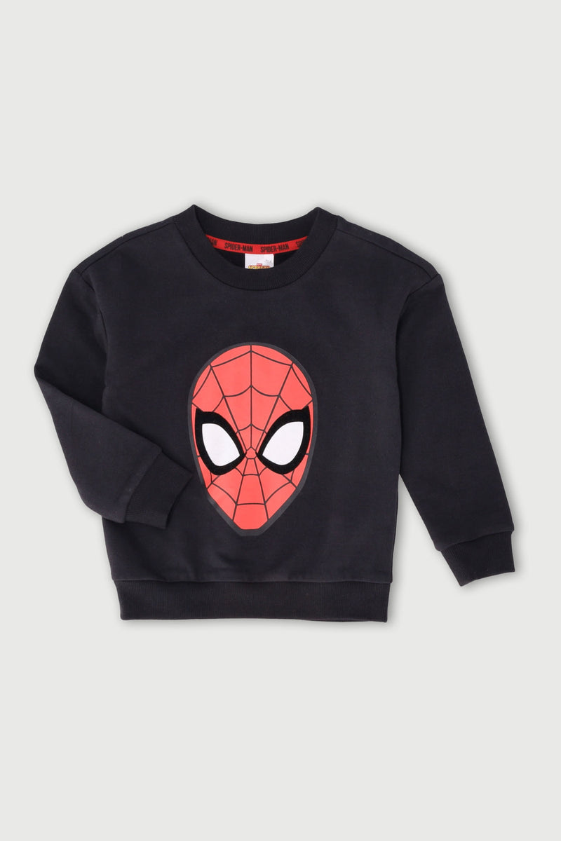 Pre-Boys Flocking Crew Sweater - Black