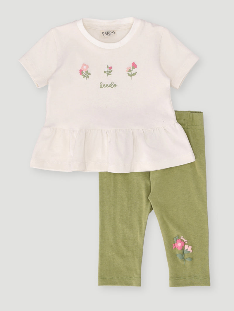 Keedo Baby Girls Top & Legging Set - Cream