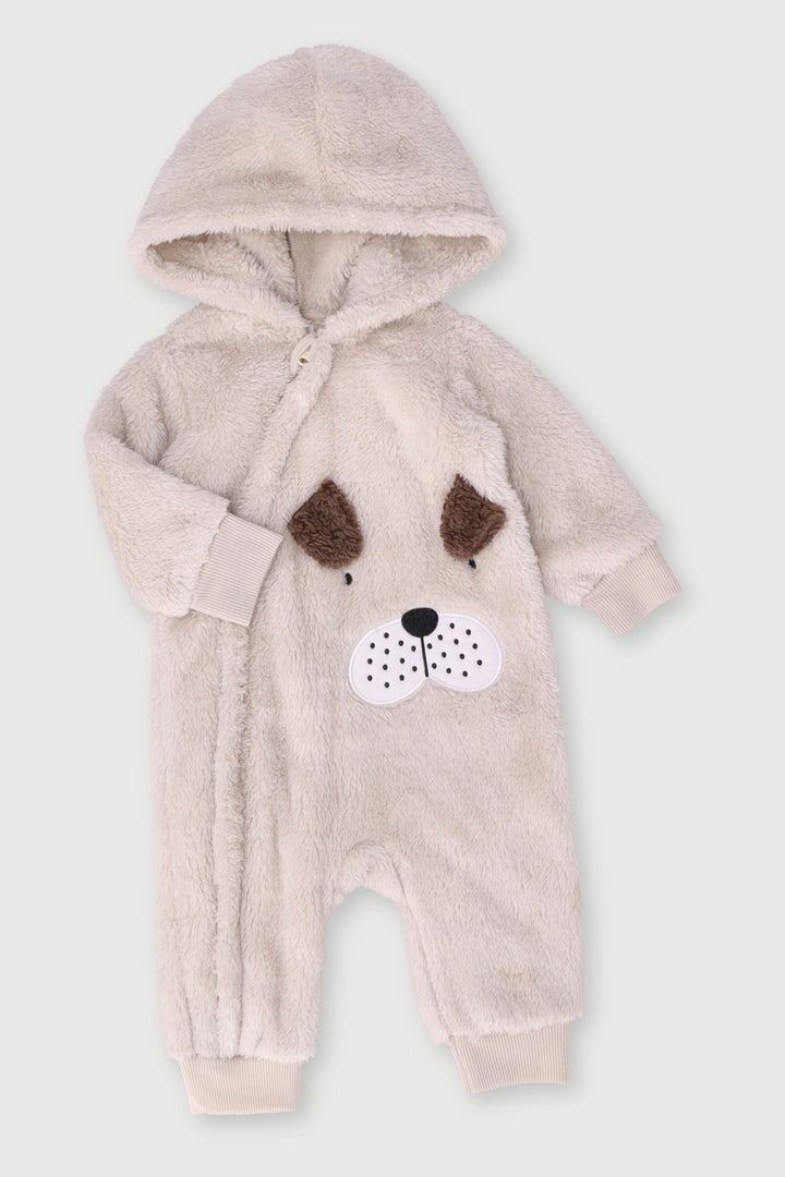 Baby Boys Puppy Sherpa Sleepsuit - Light Brown