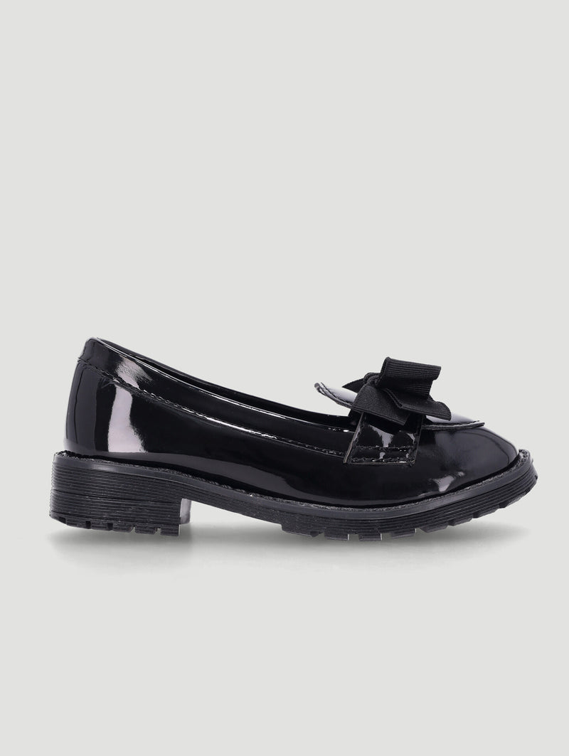 Pre-Girls Pre-Girls Bow Penny Moccasin Shoe - Black