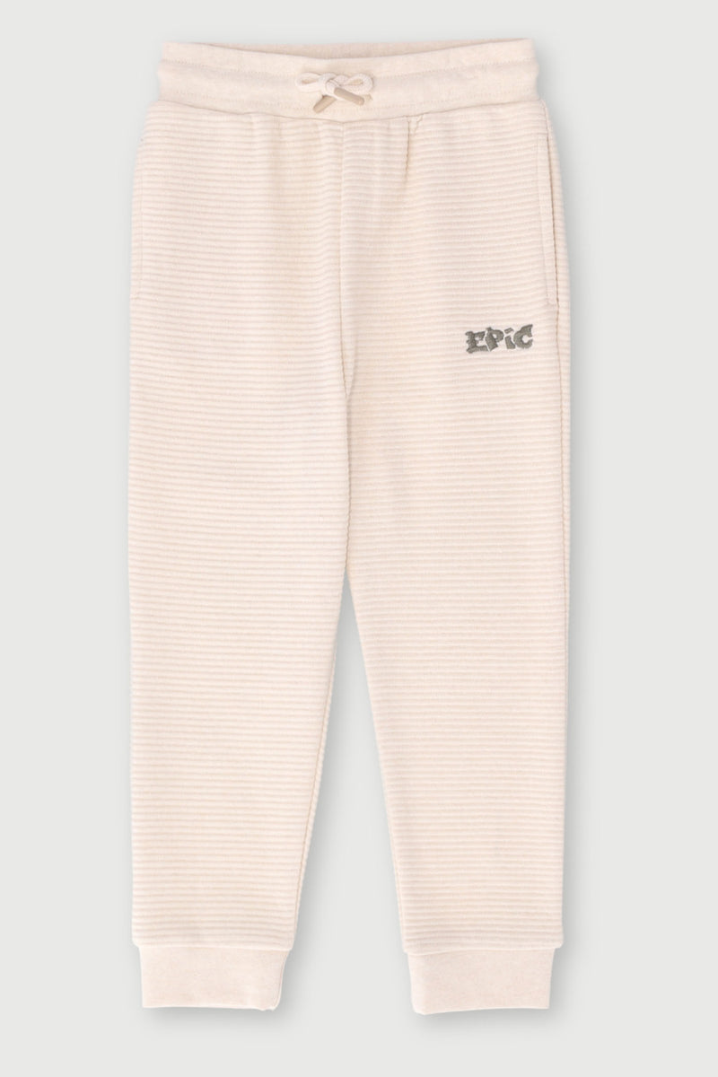 Pre-Boys NY Embellished Tetured Jogger - Ecru