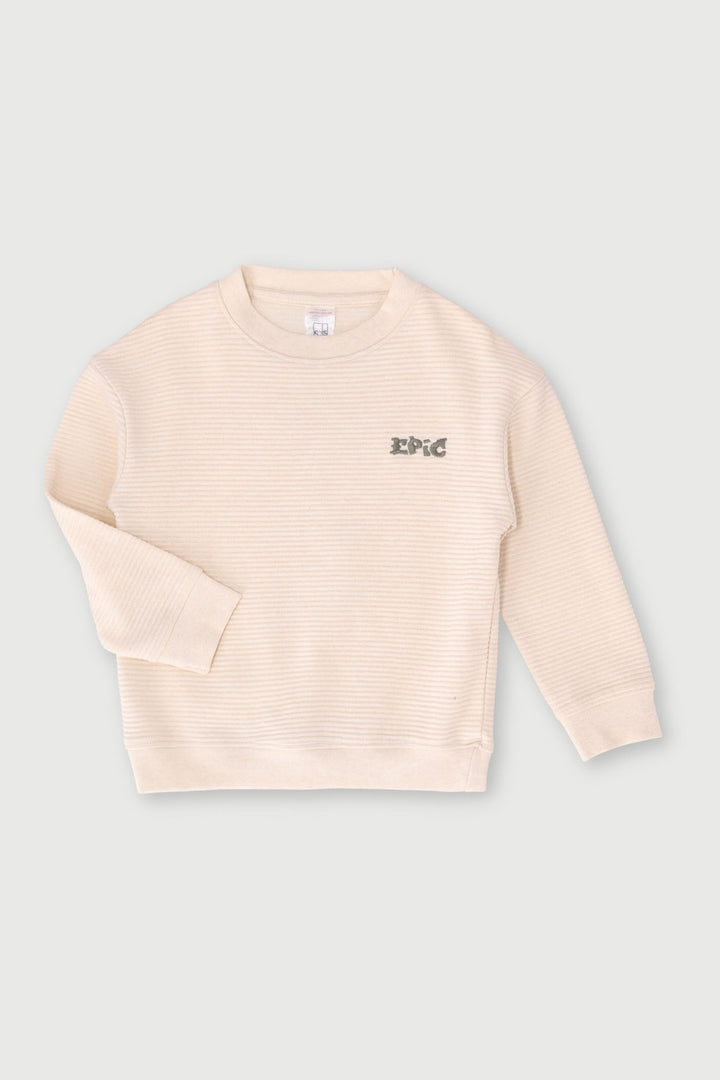 Pre-Boys NY Embellished Tetured Crew Sweater - Ecru