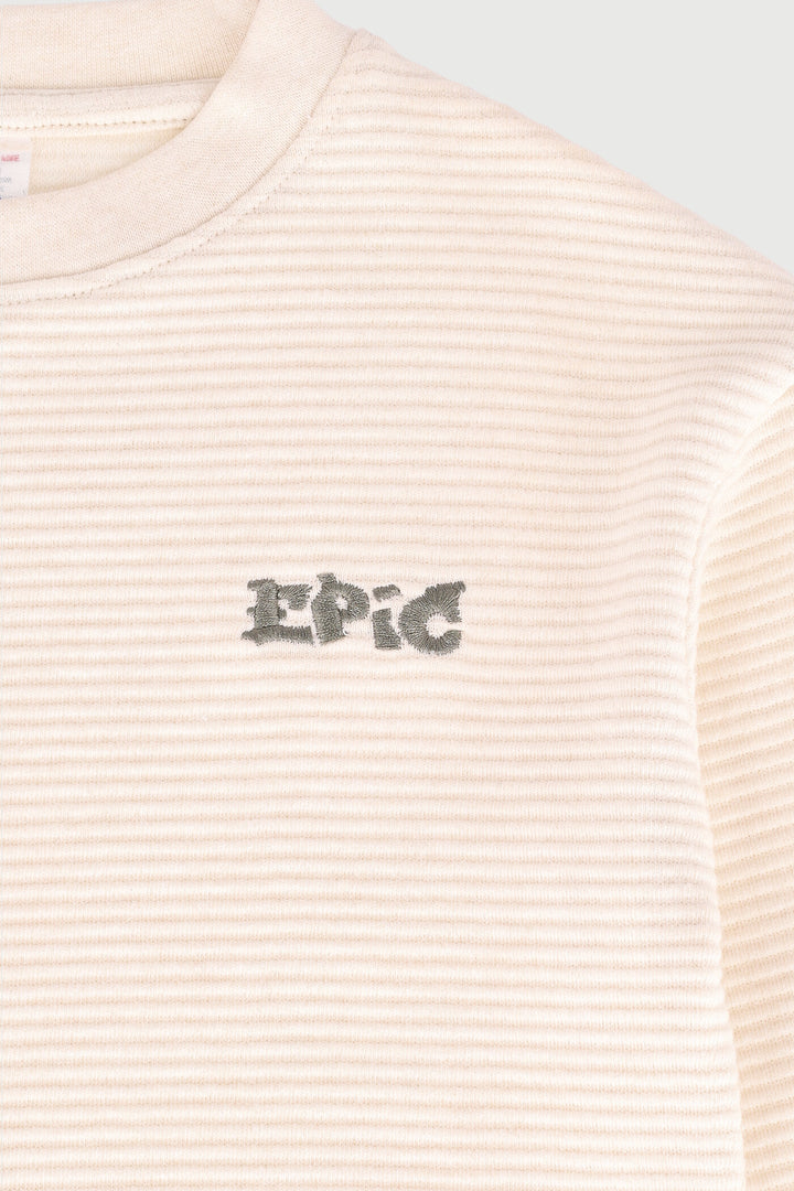 Pre-Boys NY Embellished Tetured Crew Sweater - Ecru