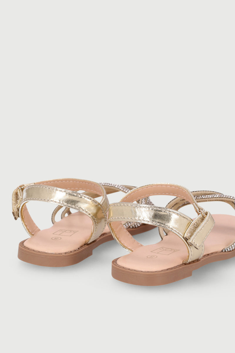 Pre-Girls Diamante Sandal - Gold