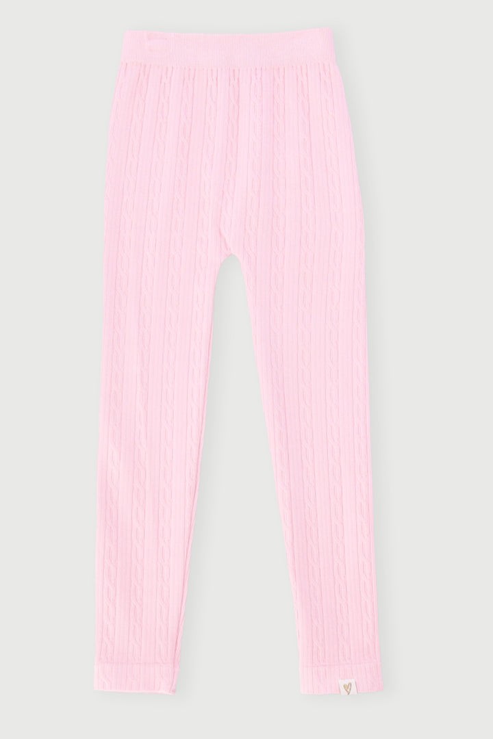 Pre-Girls Cable Knit Pants - Pink
