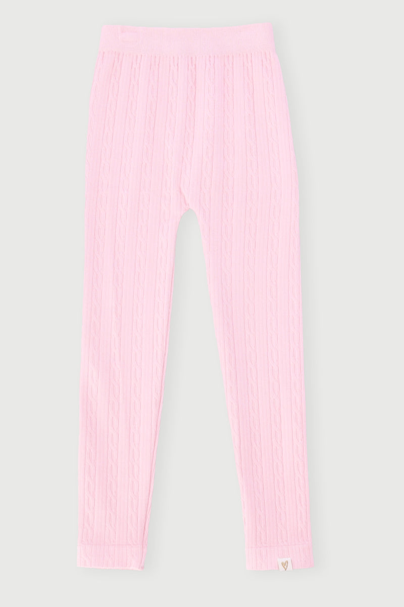 Pre-Girls Cable Knit Pants - Pink