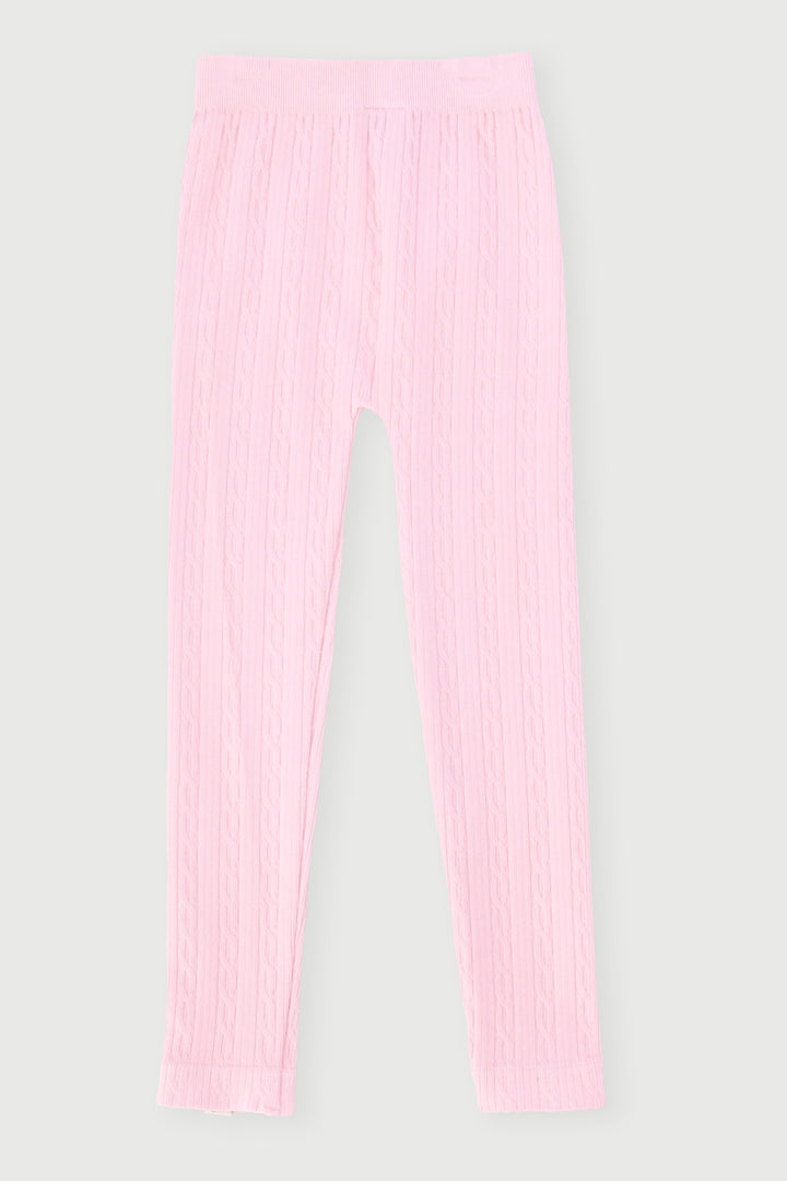 Pre-Girls Cable Knit Pants - Pink