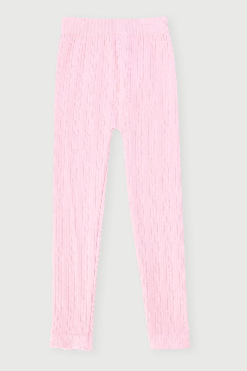 Pre-Girls Cable Knit Pants - Pink
