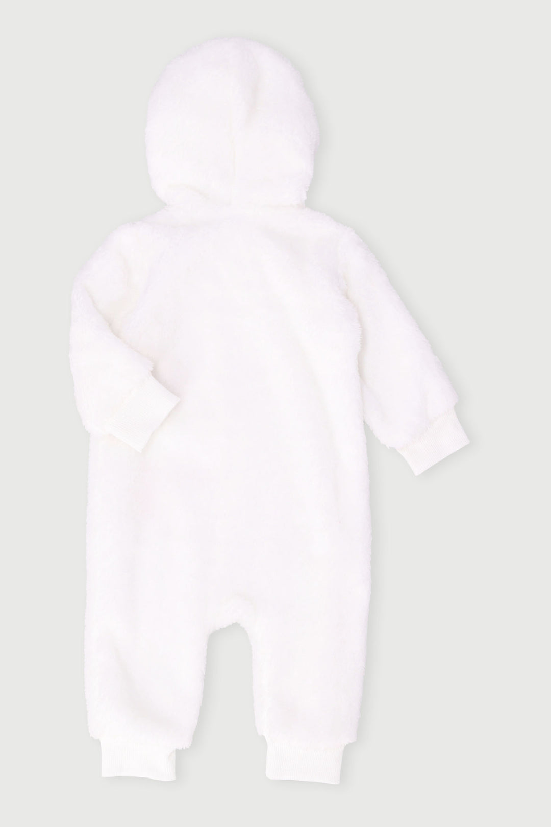 Baby Girls Hooded Sherpa Sleepsuit - White