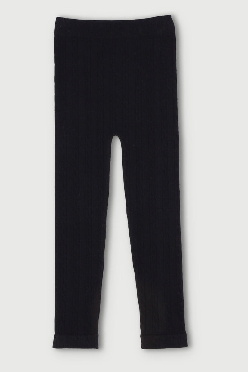 Pre-Girls Cable Knit Pant - Black