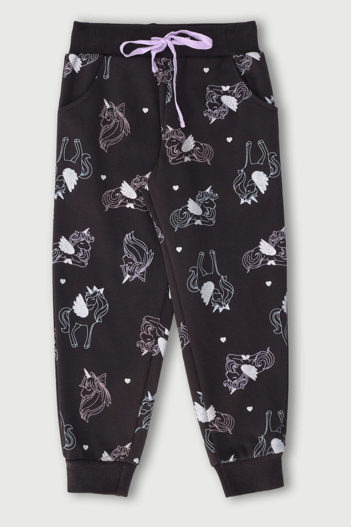 Pre-Girls Unicorn Jogger - Charcoal