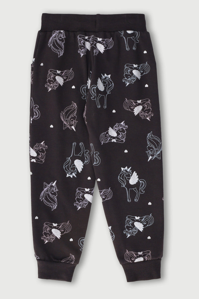 Pre-Girls Unicorn Jogger - Charcoal